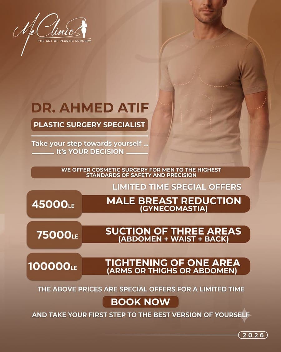 Plastic surgery offers for men — gynecomastia treatment, liposuction, and body lift — ME Clinic